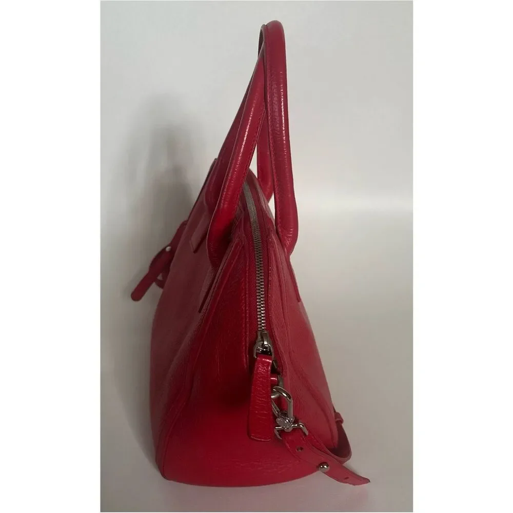 Furla Alice Pebbled Leather Satchel Handbag ~Removable Crossbody Strap in Red